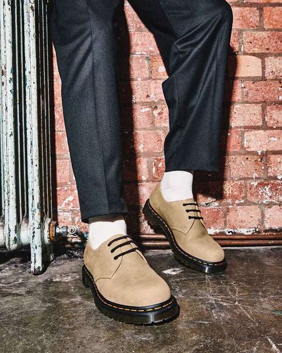 Zapatos Con Cordones Dr. Martens 1461 Nubuck Hombre Kaki MX-15406